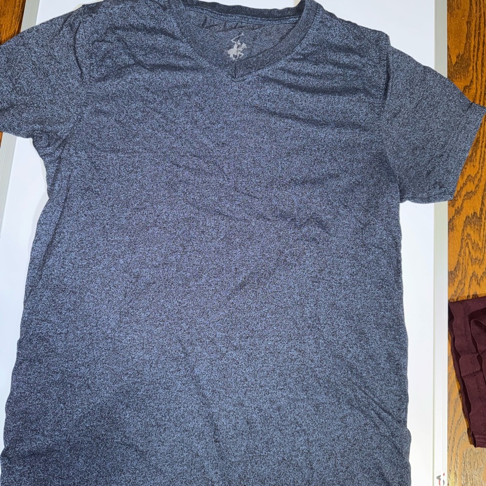 Beverly Hills Polo Club Heathered Navy Logo V-Neck